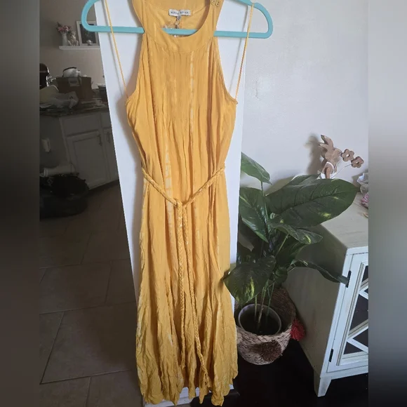 Tie Dye Yellow Maxi Dress - Picture 1 of 5
